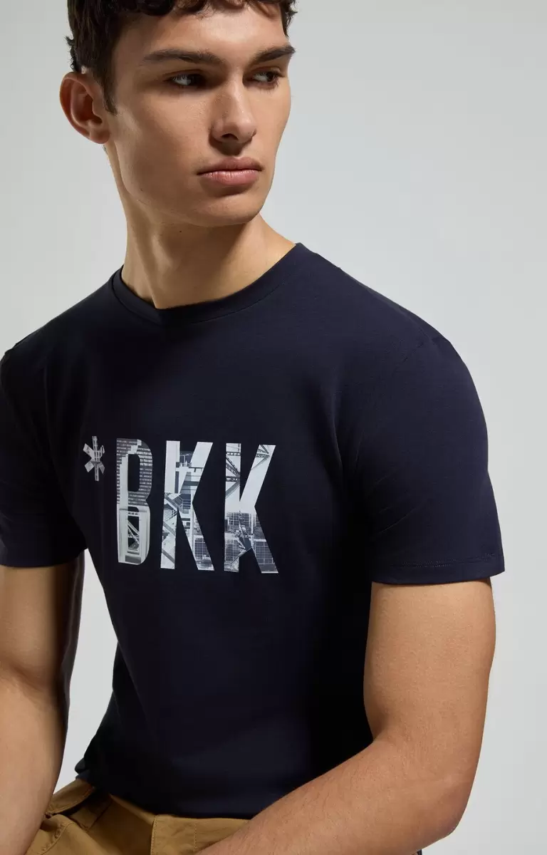 Men's Print T-Shirt T-Shirts Bikkembergs Mann Dress Blues