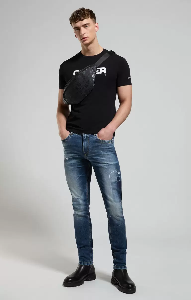 Mann Bikkembergs Men's T-Shirt With Gamer Print Black T-Shirts - 3