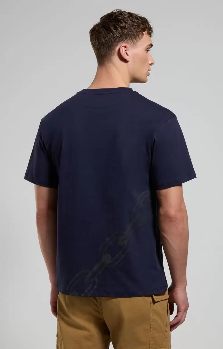 Men's T-Shirt With Chain Print T-Shirts Bikkembergs Dress Blues Mann - 2