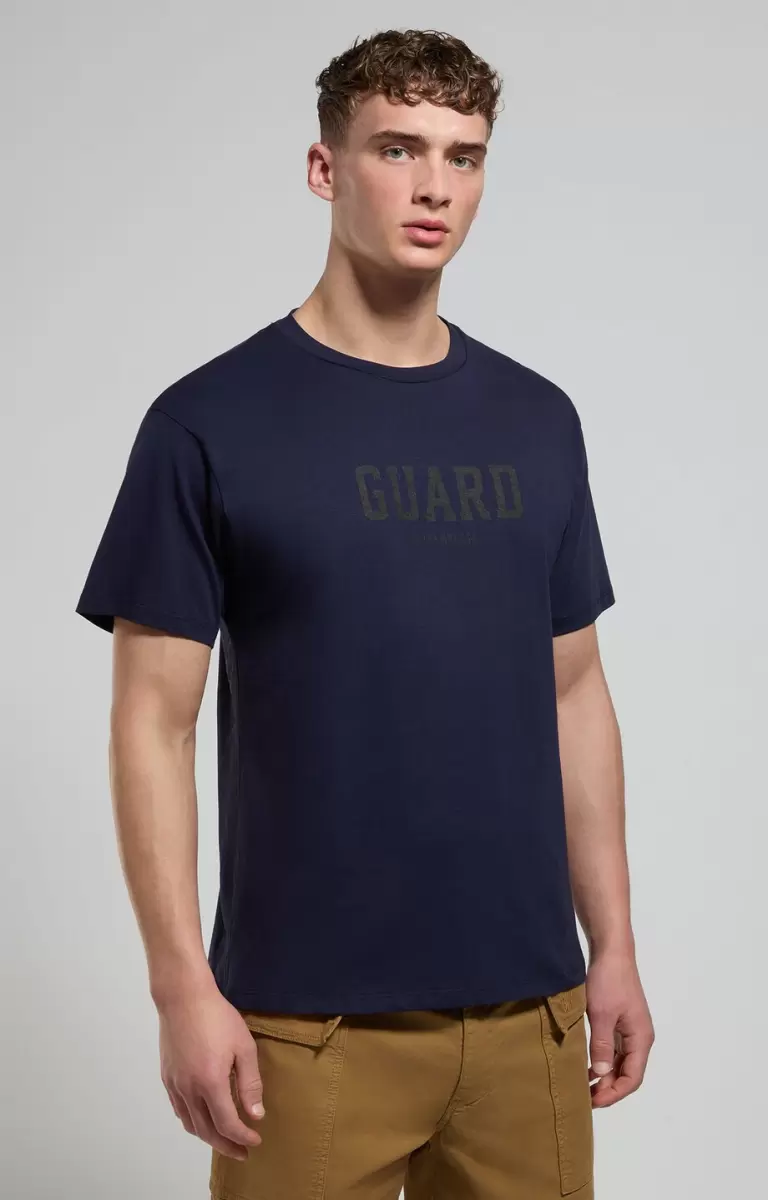 Men's T-Shirt With Chain Print T-Shirts Bikkembergs Dress Blues Mann - 4