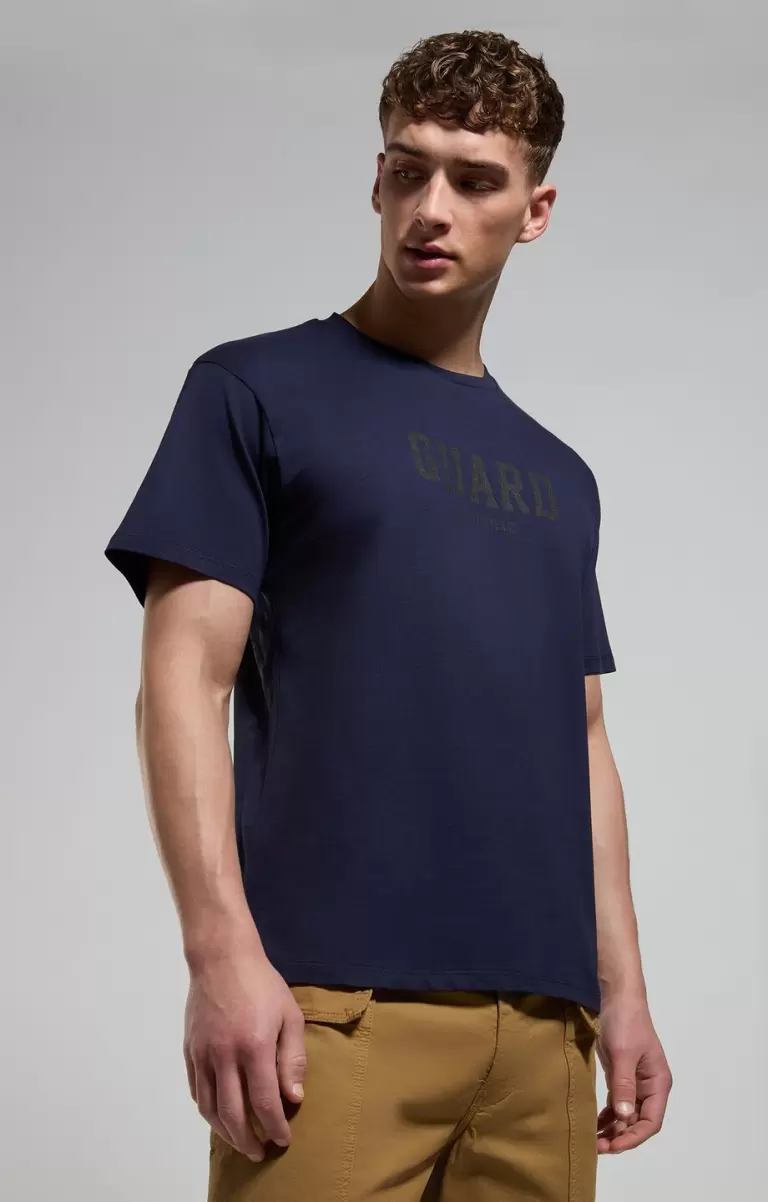 Men's T-Shirt With Chain Print T-Shirts Bikkembergs Dress Blues Mann
