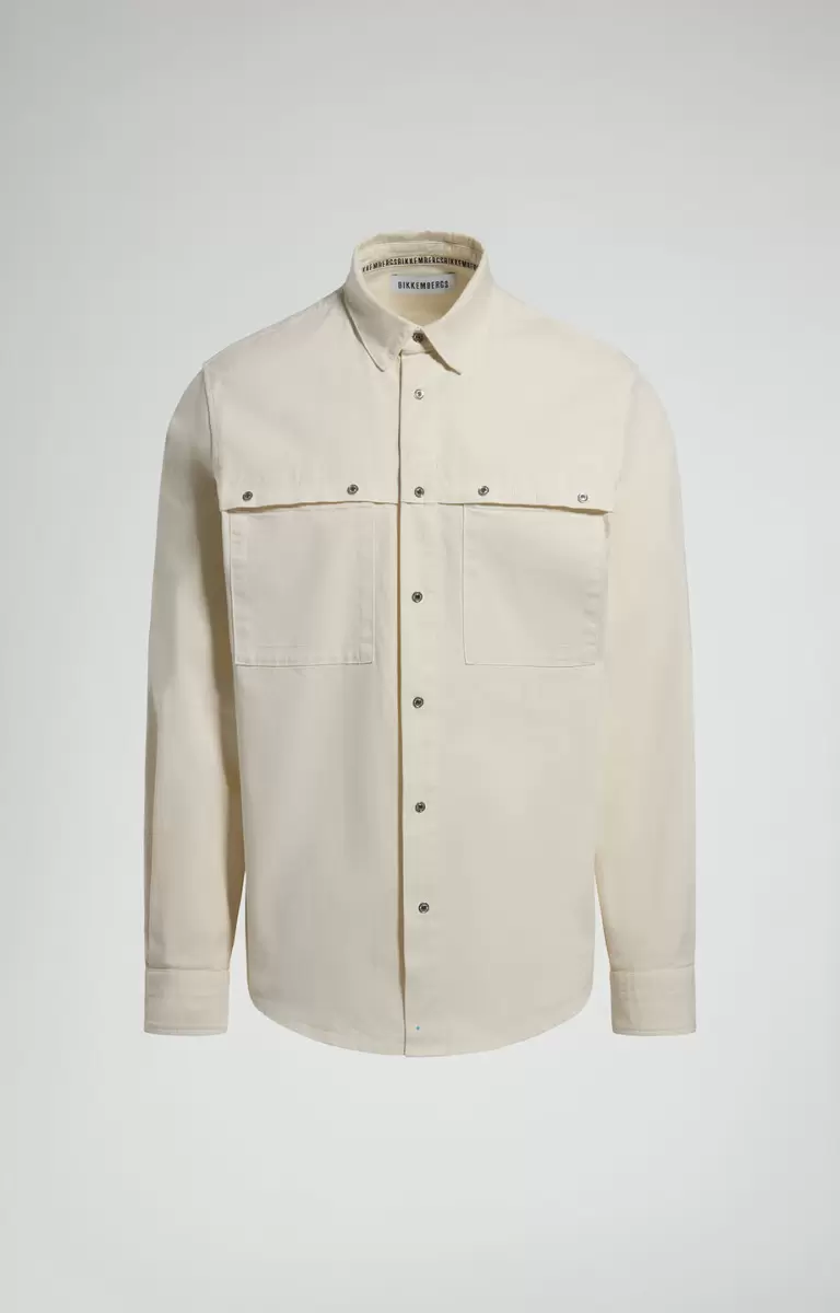 Men's Shirt With Maxi Pockets Hemden Bikkembergs Silver Birch Mann - 1