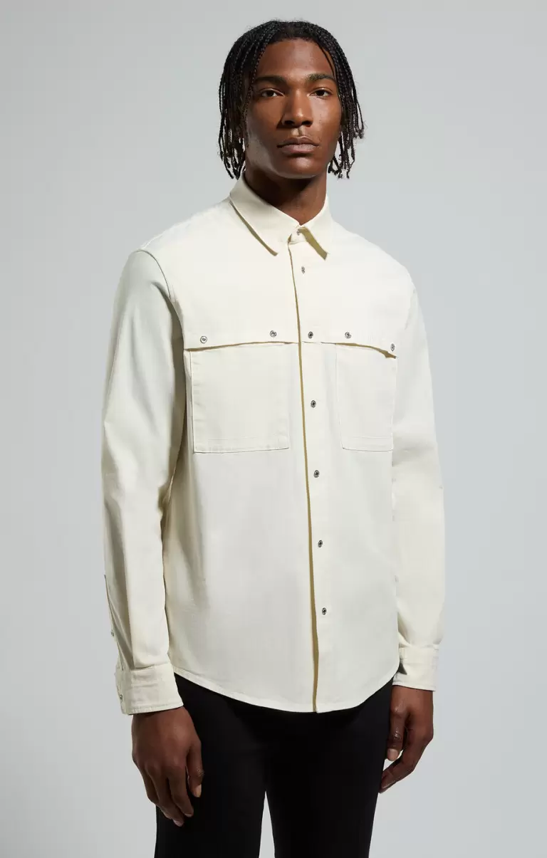 Men's Shirt With Maxi Pockets Hemden Bikkembergs Silver Birch Mann - 4