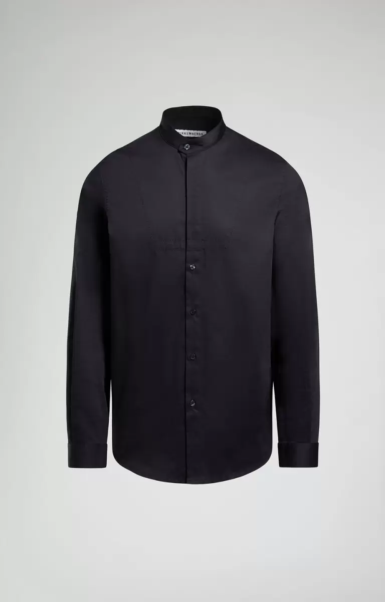 Black Mann Bikkembergs Hemden Men's Shirt With Stitching - 1