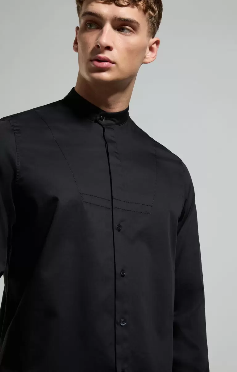 Black Mann Bikkembergs Hemden Men's Shirt With Stitching