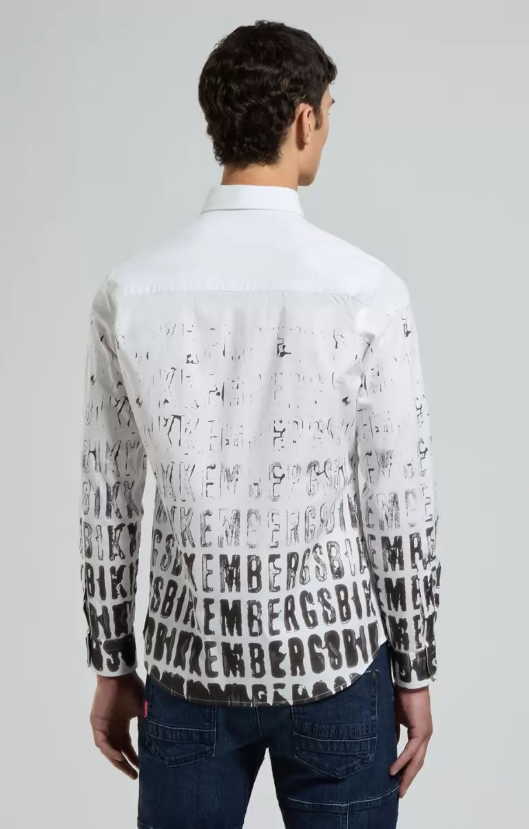 Slim Fit Men's Shirt With All-Over Print Hemden Bikkembergs White Mann - 2