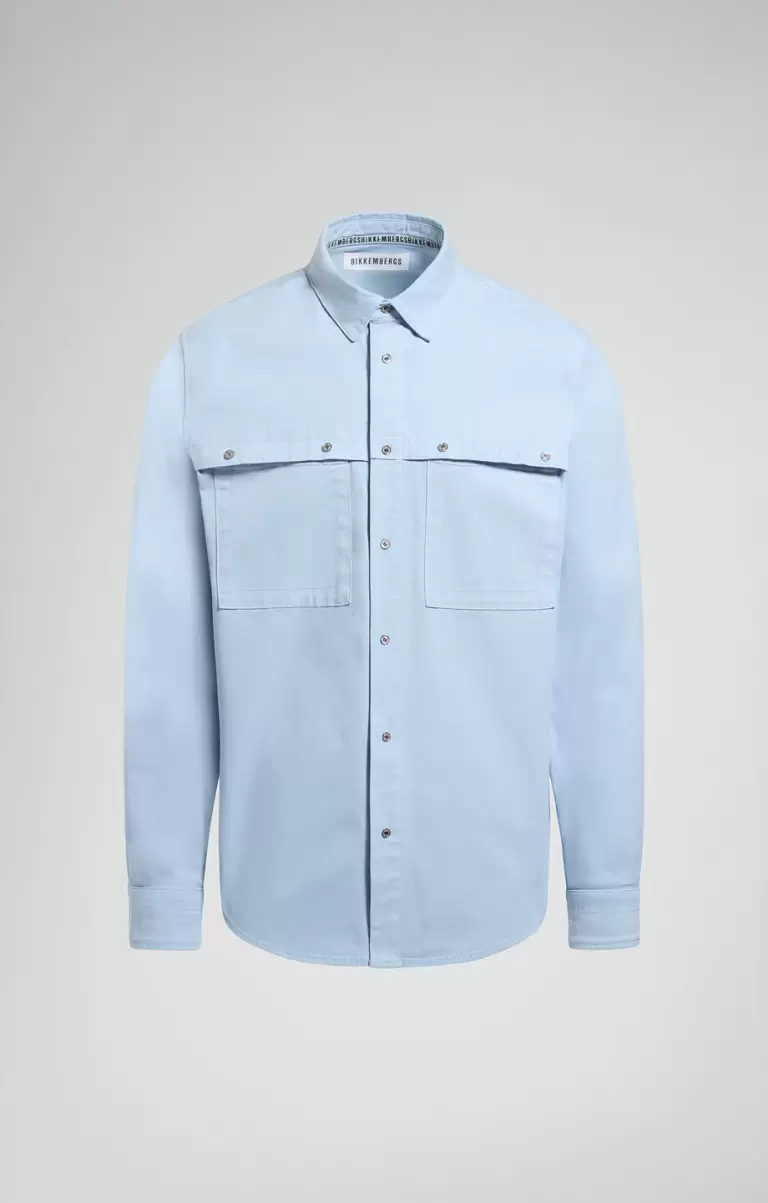 Mann Bikkembergs Men's Shirt With Maxi Pockets Hemden Celestial Blue - 1