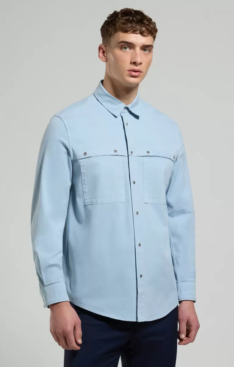 Mann Bikkembergs Men's Shirt With Maxi Pockets Hemden Celestial Blue - 4
