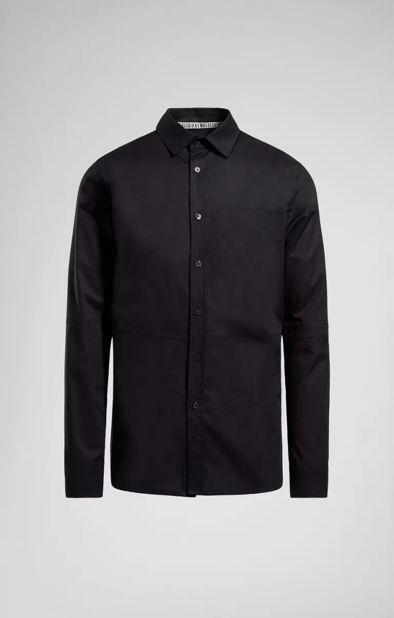 Men's Shirt With Intarsia Mann Bikkembergs Black Hemden - 1