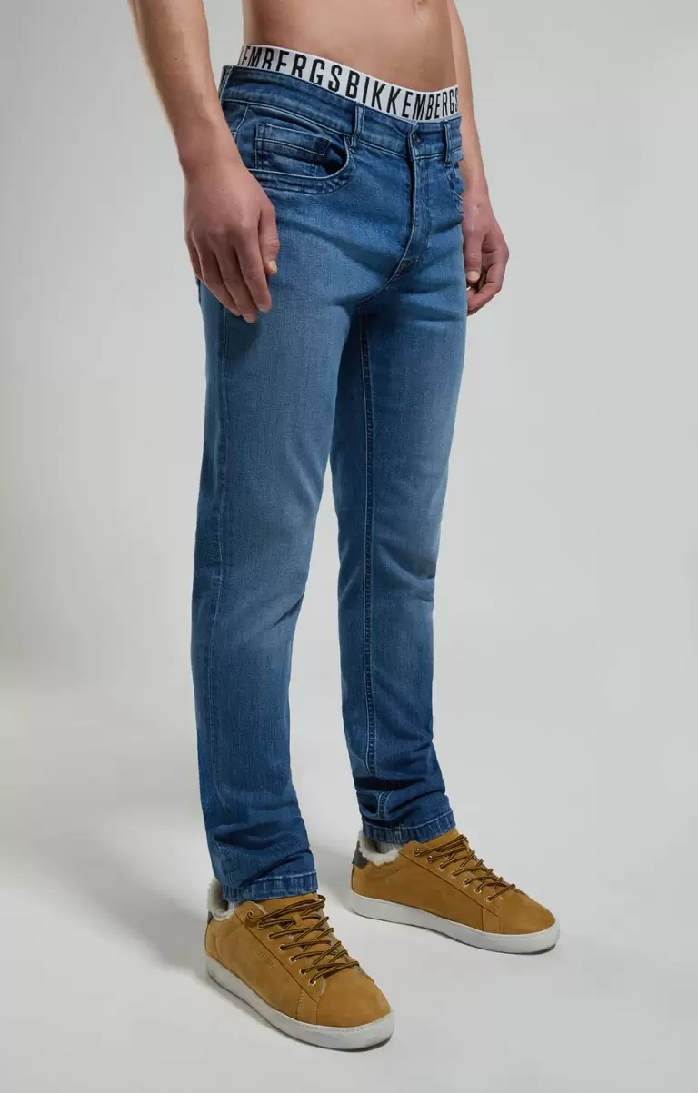 Blue Denim Slim Fit Men's Jeans Mann Jeans Bikkembergs
