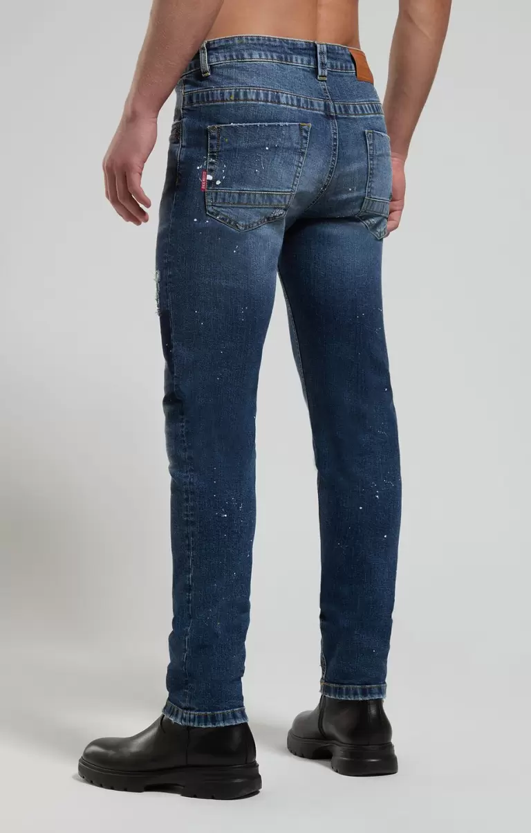 Men's Ripped Jeans Blue Denim Bikkembergs Mann Jeans - 2