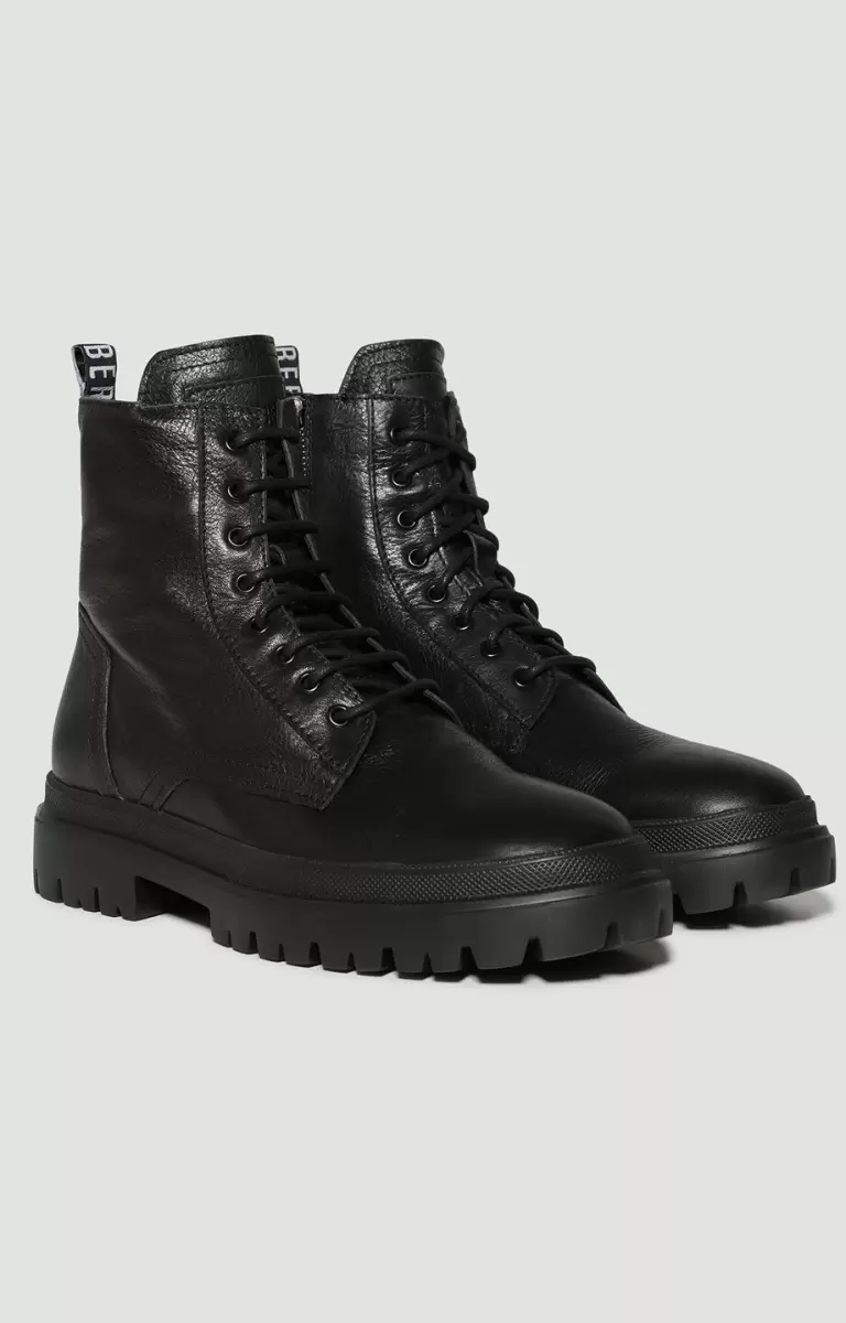 Mann Men's Leather Ankle Boots - Bik Man Bikkembergs Black Stiefel