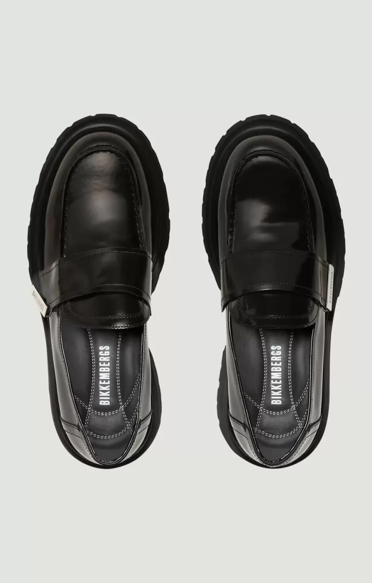 Mann Slip-On Schuhe Bikkembergs Leather Men's Mocassins - Chunky College Black - 3