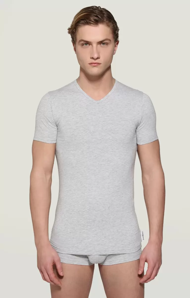 Men's V-Neck Undershirt Bikkembergs Grey Melange Mann Trägershirt