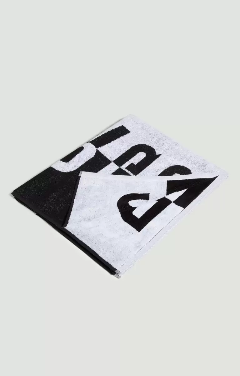 Beach Towel With Double Tape Mann Black Bikkembergs Strandtuch