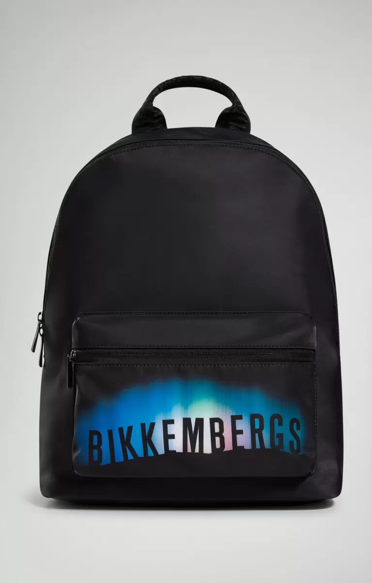 Mann Bikkembergs Black Men's Backpack Bkk-Star Print Rucksäcke