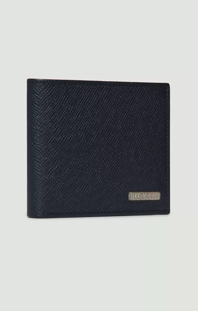 5-Card Mini Rfid Men's Wallet In Textured Leather Mann Bikkembergs Geldbörsen Navy - 1