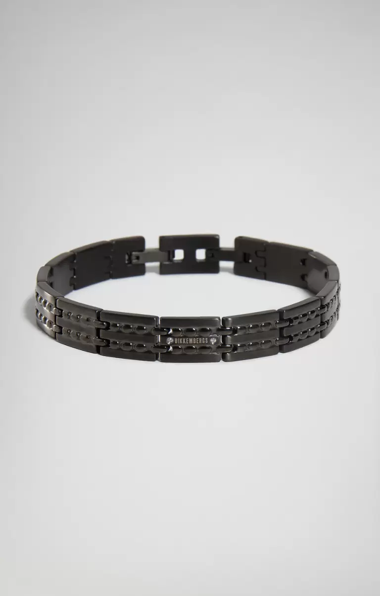 Bikkembergs Grey Mann Schmuck Input Men's Bracelet With Diamonds