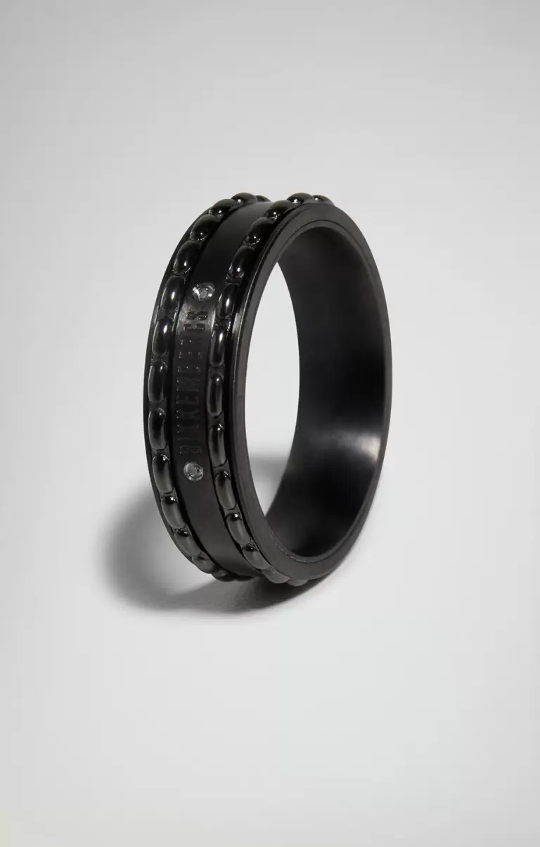 Mann Grey Input Men's Ring With Diamond Schmuck Bikkembergs - 1