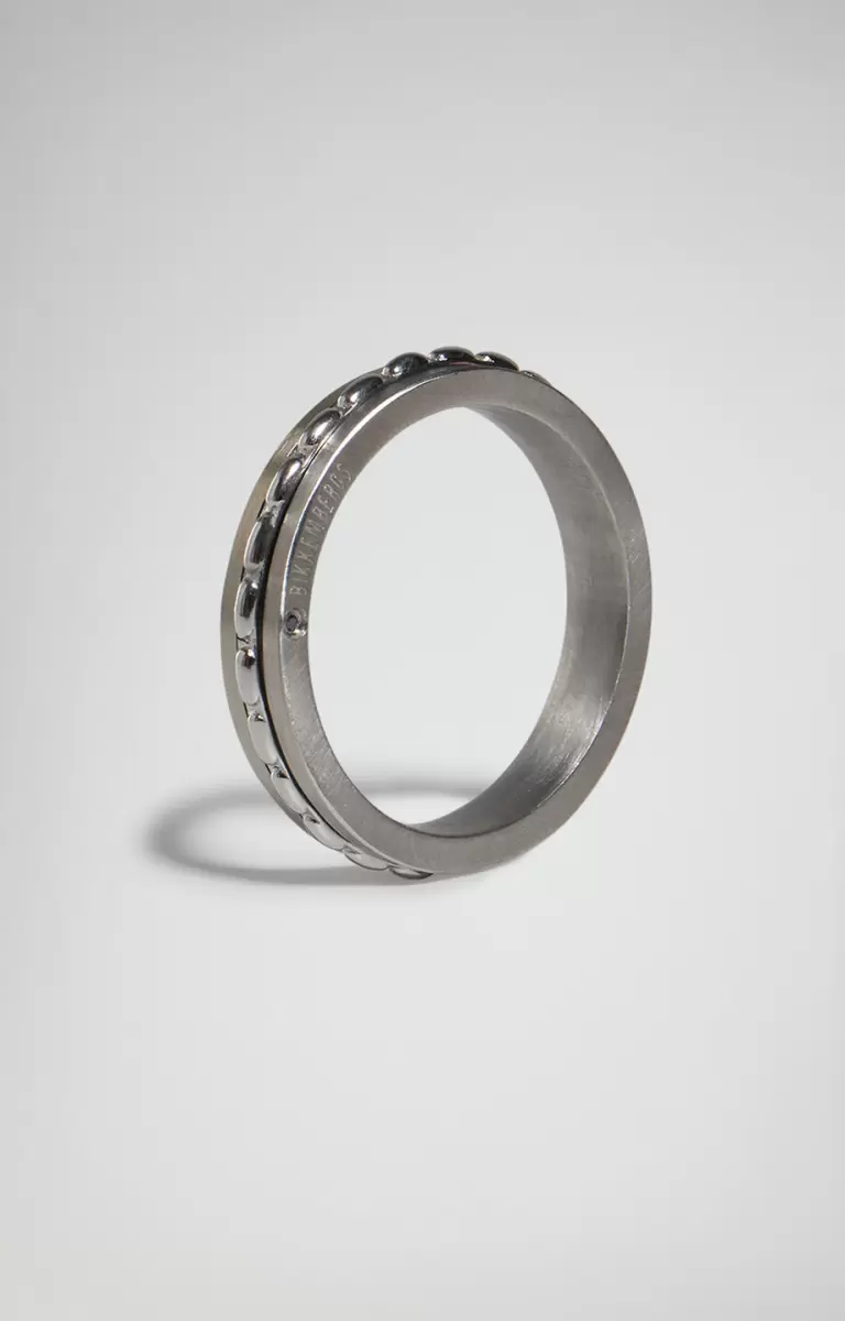 White Bikkembergs Schmuck Mann Input Men's Ring With Diamonds - 1