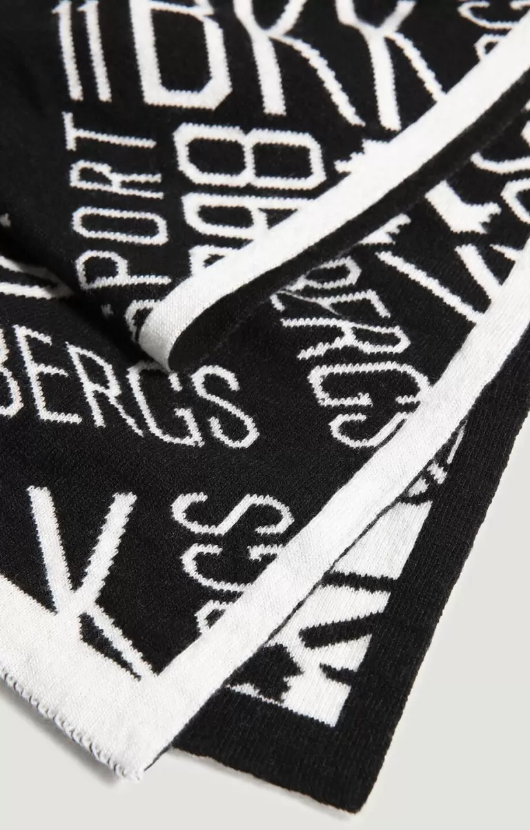 Mann Bikkembergs Black/White Men's Scarf With All-Over Logo 40X180 Cm Schals - 1