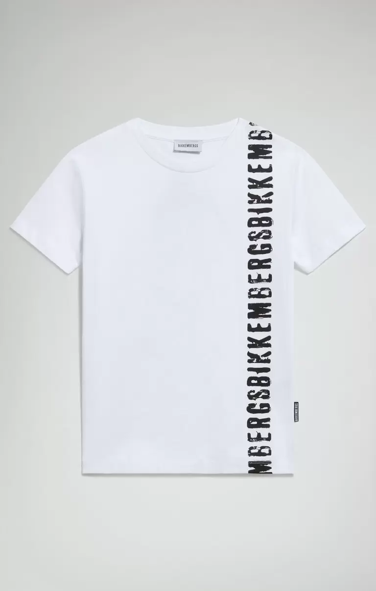Boy's Print T-Shirt White Jacken Kind Bikkembergs
