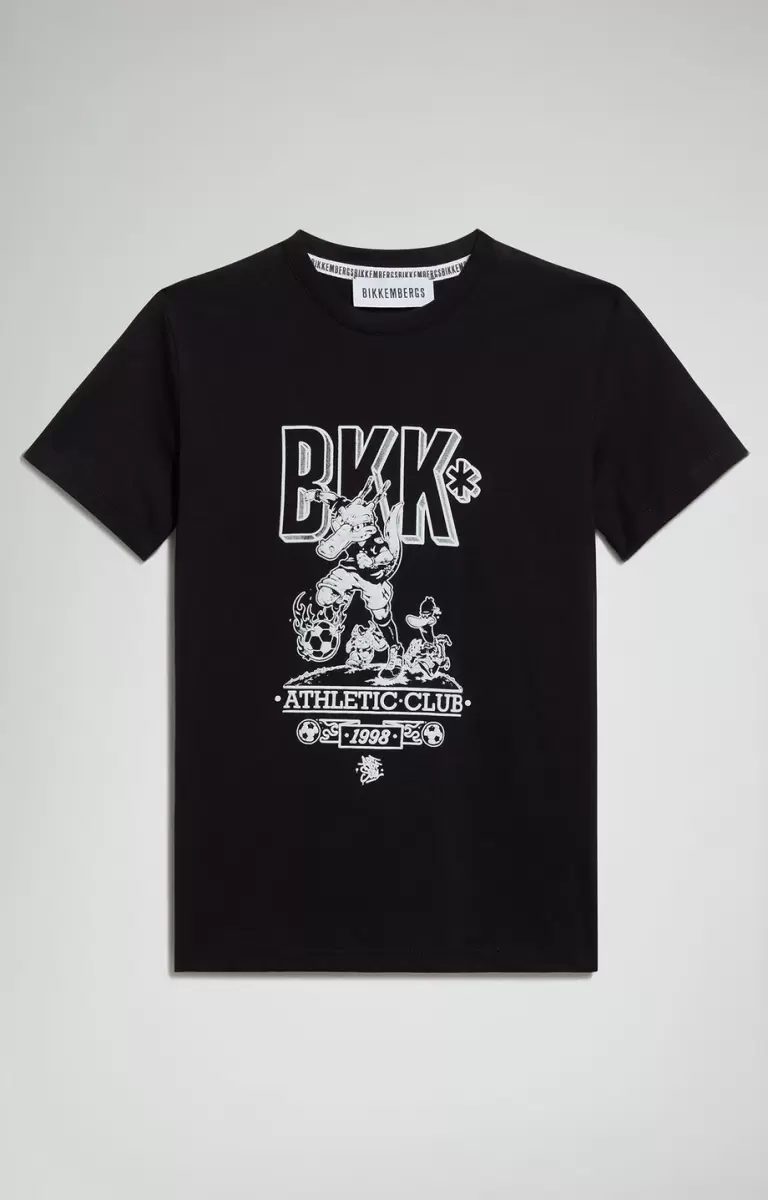 Kind Bikkembergs Black Boy's T-Shirt With Cartoon Print Jacken