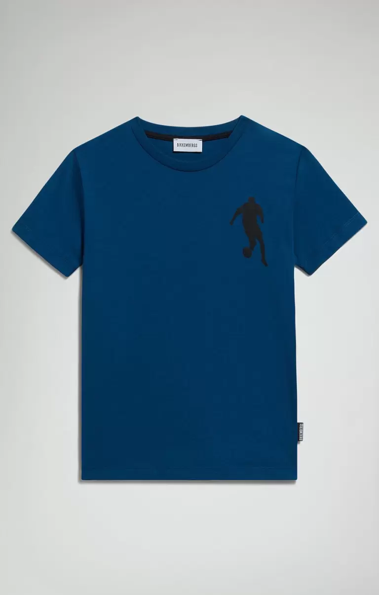 Kind Sailor Blue Jacken Bikkembergs Boy's T-Shirt With Printed Front/Back