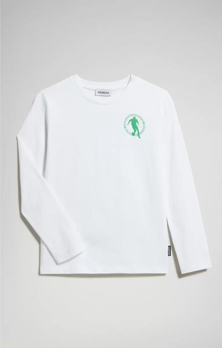 Bikkembergs White Jacken Boy's Long-Sleeve Print T-Shirt Kind