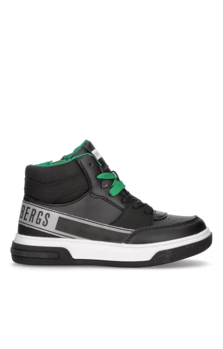 Black Kids Shoes (4-6) High-Top Boy's Sneakers - Joseph Kind Bikkembergs