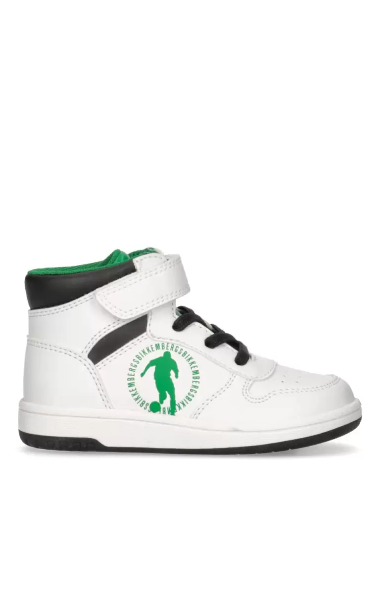 Bikkembergs Kids Shoes (4-6) Boy's High-Top Sneakers - Oliver White Kind
