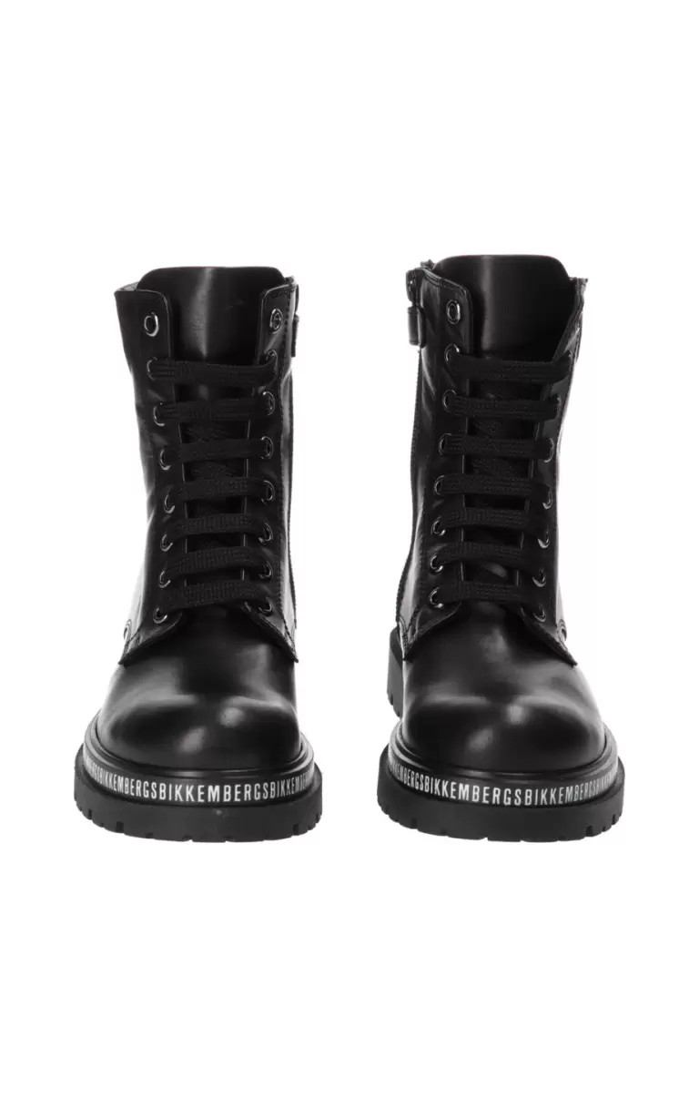 Black Kind Boy's Lace-Up Boots With Logo - Kessy Bikkembergs Junior Shoes (8-16) - 2
