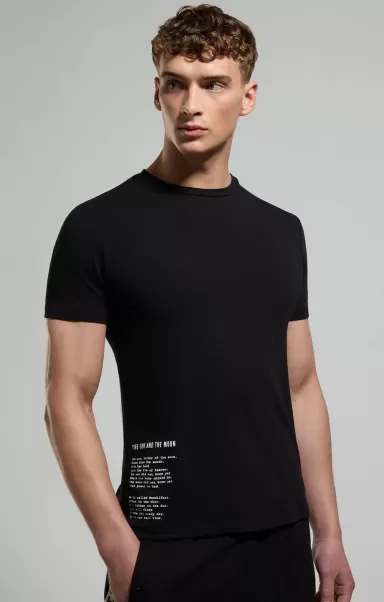 T-Shirts Bikkembergs Men's T-Shirt With Eclipse Print Black Mann