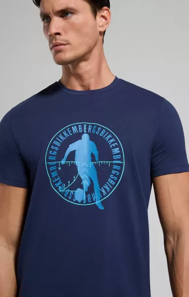 Mann Bikkembergs Soccer Print Men's T-Shirt T-Shirts Dress Blues