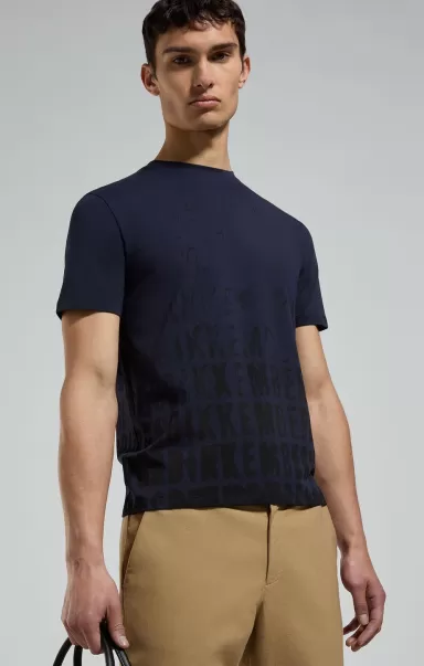 Men's T-Shirt With Faded Print Bikkembergs Mann T-Shirts Dress Blues
