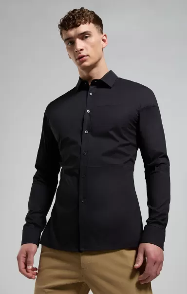 Men's Shirt With Intarsia Mann Bikkembergs Black Hemden