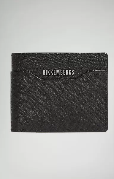 Geldbörsen Men's Wallet In Saffiano Leather Mann Black Bikkembergs