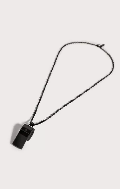 Black Schmuck Men's Necklace With Whistle And Diamond Bikkembergs Mann
