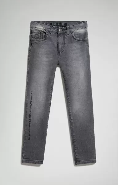 Grey Bikkembergs Hose & Jeans Kind Boy's Jeans With Worn Look