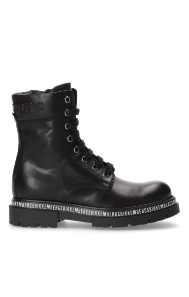Black Kind Boy's Lace-Up Boots With Logo - Kessy Bikkembergs Junior Shoes (8-16)